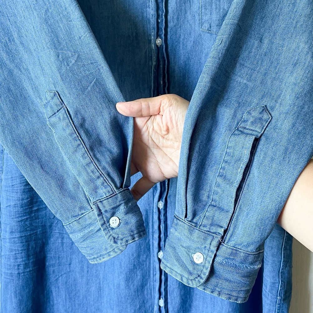Frank & Eileen Rory Denim Maxi Shirt Dress Blue Indigo Relaxed Large Euc — image 4 of 8